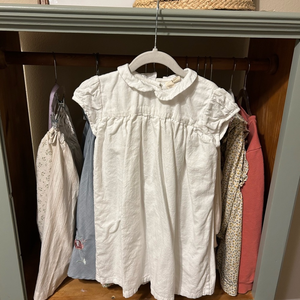 Little Cotton Clothes White Peter Pan Collared Dress